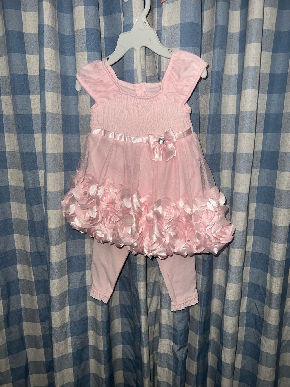 Pink Floral Tulle Baby Girl Dress with Leggings